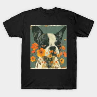 Bulldog Flowers Photo Art Design For Dog Onwer T-Shirt